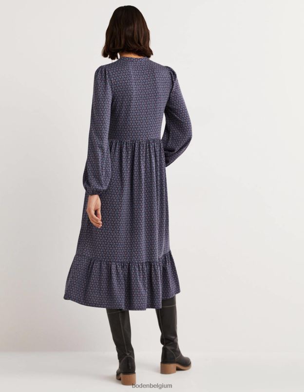 femmes Boden bourgeon bleu marine et diamant robe midi boutonnée en jersey vêtements Z42D01648