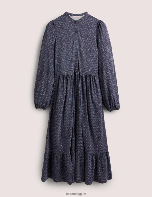 femmes Boden bourgeon bleu marine et diamant robe midi boutonnée en jersey vêtements Z42D01648