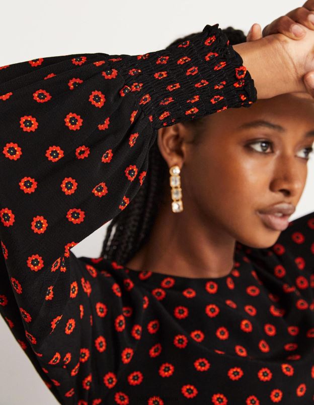 femmes Boden bourgeon noir et pétunia robe longue à volants et volants vêtements Z42D01732