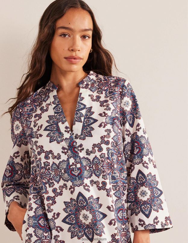 femmes Boden cachemire ivoire et paradis robe droite courte à col cranté vêtements Z42D02160