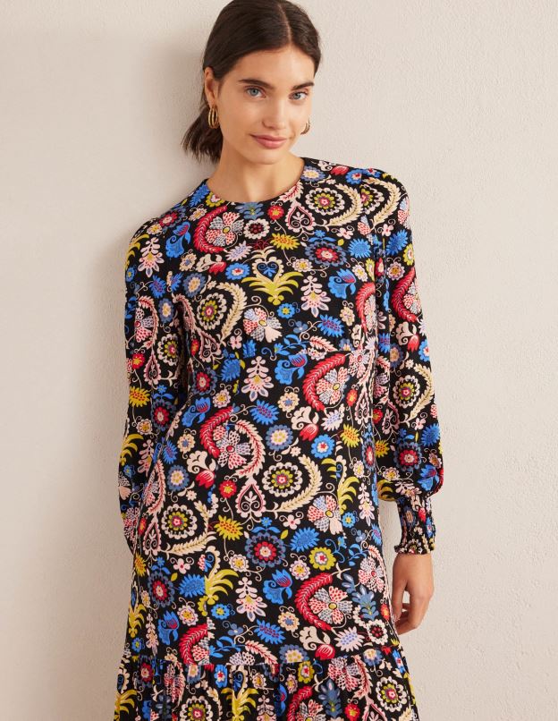 femmes Boden charme multi & tropique robe longue à volants et volants vêtements Z42D01312