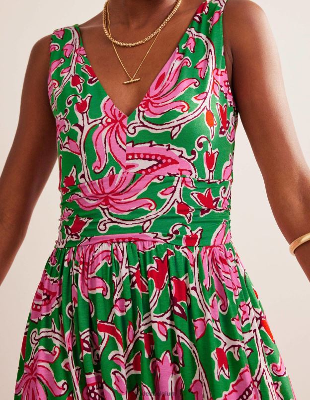 femmes Boden citron vert et vigne botanique robe longue en jersey sans manches vêtements Z42D01151