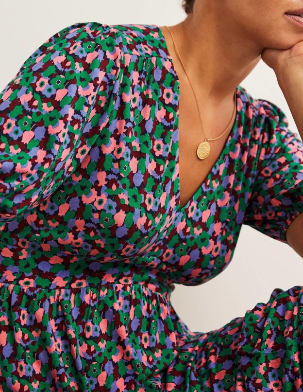 femmes Boden clairière ombragée et grappe de tulipes robe longue en jersey à volants vêtements Z42D02449