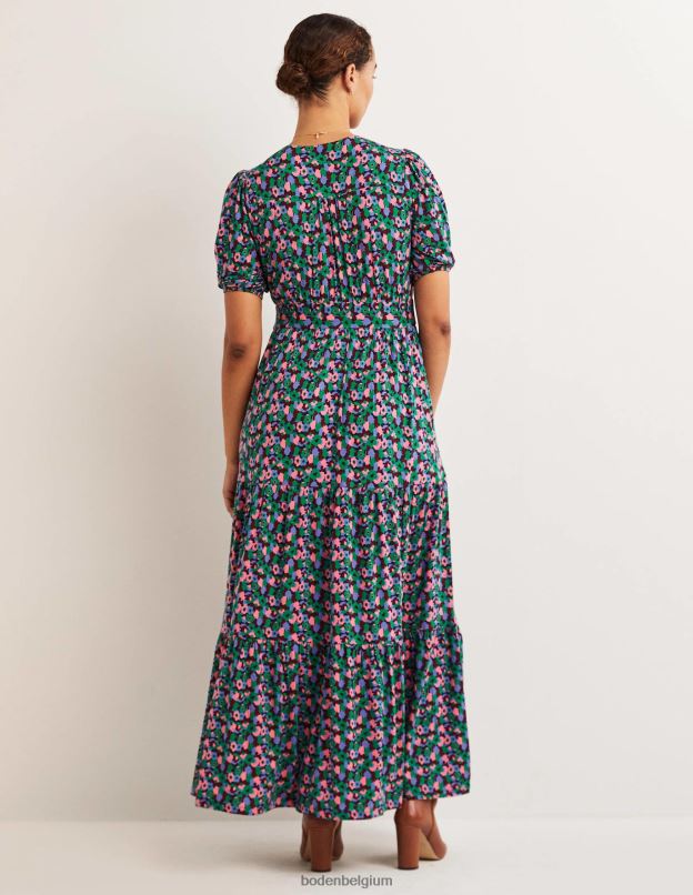 femmes Boden clairière ombragée et grappe de tulipes robe longue en jersey à volants vêtements Z42D02449