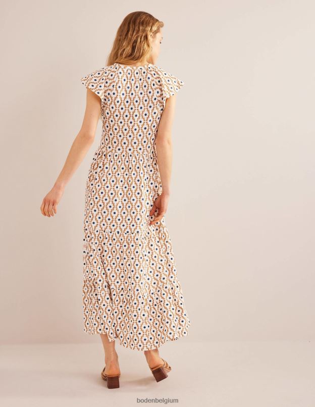 femmes Boden crème dorset et diamant géo robe midi en jersey à volants vêtements Z42D02501