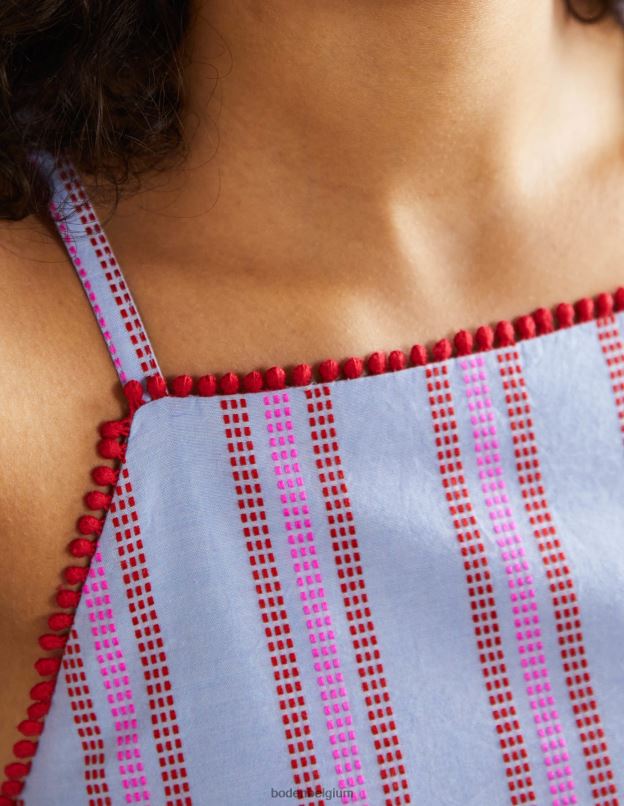 femmes Boden dragon rouge et pensée pop robe midi dos nu à rayures vêtements Z42D02026