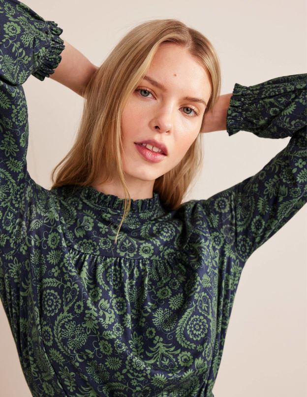 femmes Boden fèves et charme tropical robe courte en jersey à empiècement facile vêtements Z42D02118