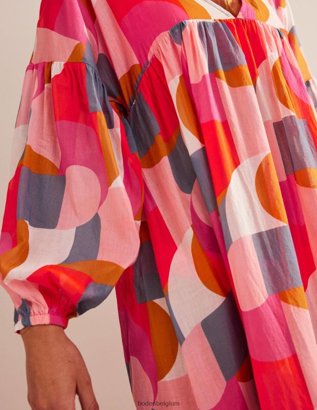 femmes Boden festival rose et tourbillon géométrique caftan de plage maxi empire vêtements Z42D0573