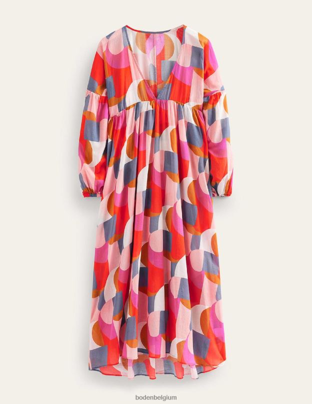 femmes Boden festival rose et tourbillon géométrique caftan de plage maxi empire vêtements Z42D0573