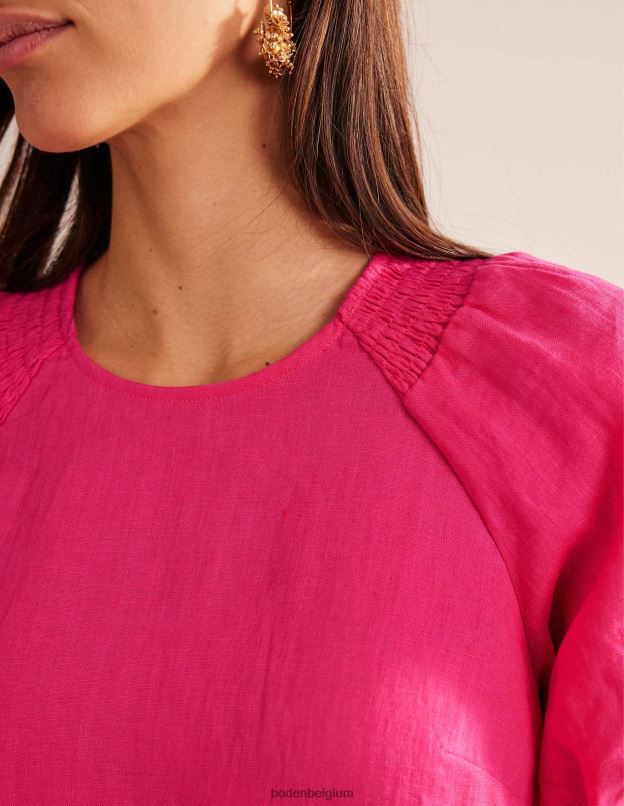 femmes Boden festival rose robe courte en lin à détails de manches vêtements Z42D074