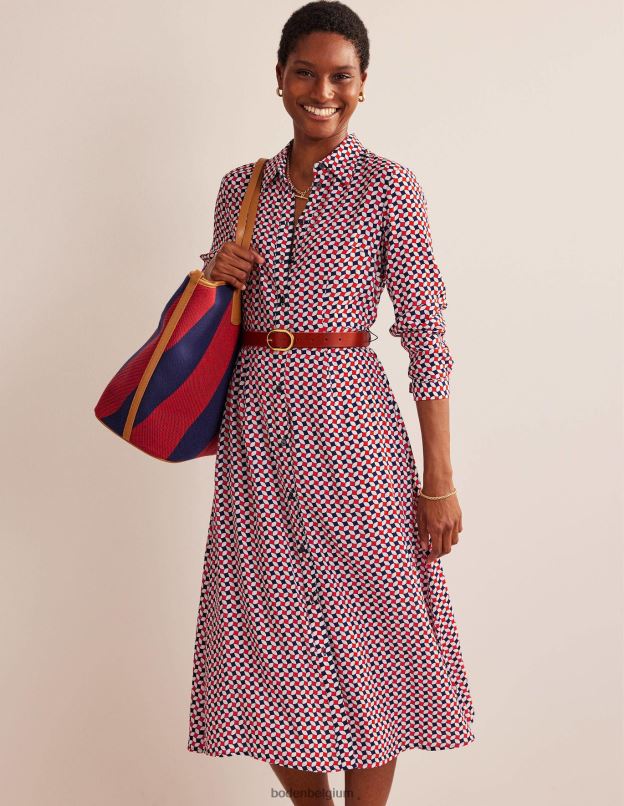 femmes Boden fiesta orange et diamant robe chemise mi-longue Kate vêtements Z42D045