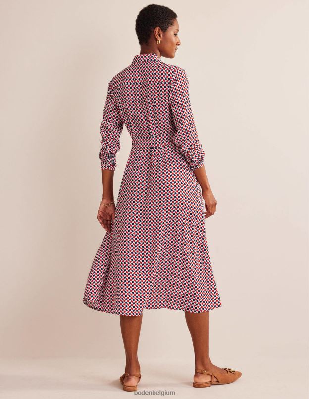 femmes Boden fiesta orange et diamant robe chemise mi-longue Kate vêtements Z42D045