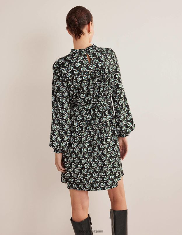 femmes Boden fleur noire et pétale robe courte en jersey à empiècement facile vêtements Z42D02124