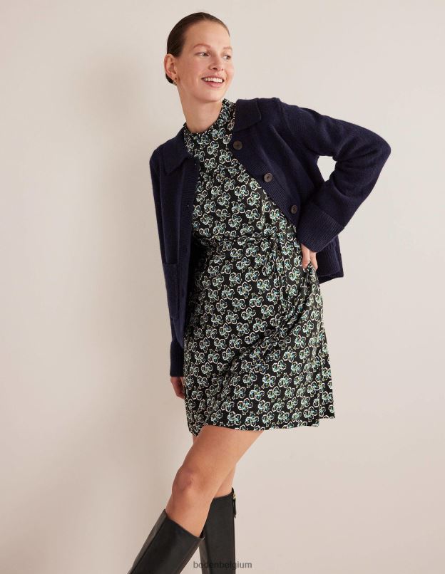 femmes Boden fleur noire et pétale robe courte en jersey à empiècement facile vêtements Z42D02124