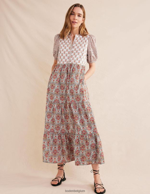 femmes Boden fleuron ivoire et délicat robe longue à nervures vêtements Z42D01350