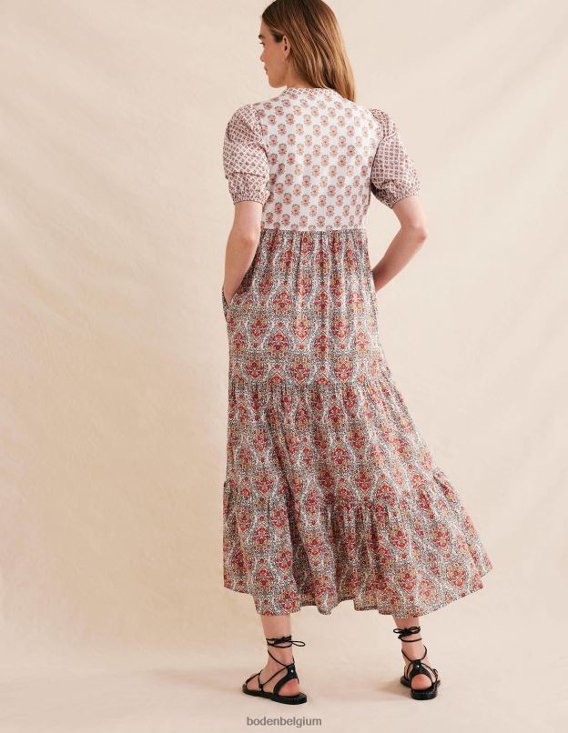 femmes Boden fleuron ivoire et délicat robe longue à nervures vêtements Z42D01350