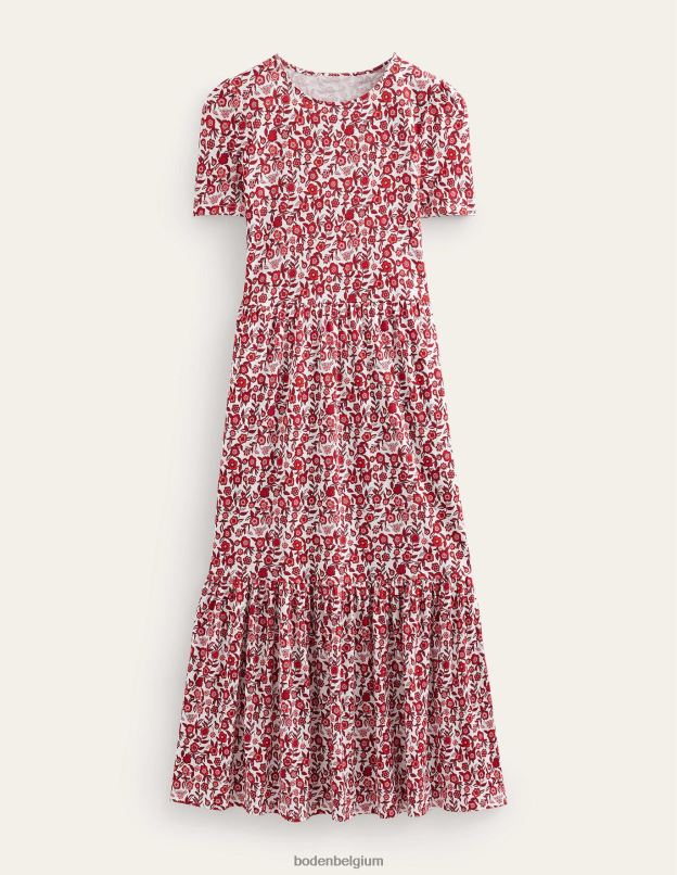 femmes Boden fleurs de poinsettia et de pensée robe midi en jersey facile à volants vêtements Z42D02475