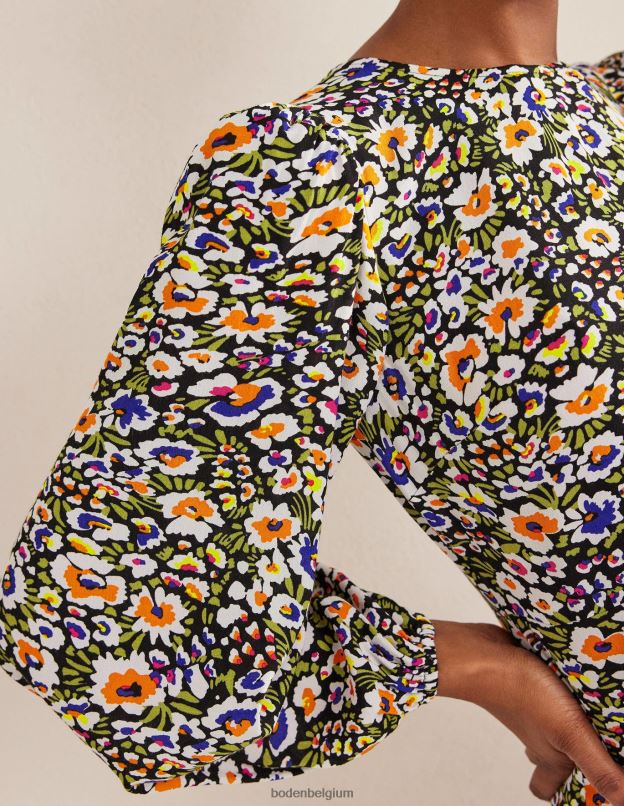 femmes Boden floraison multi et eden robe courte imprimée à col rond vêtements Z42D01643