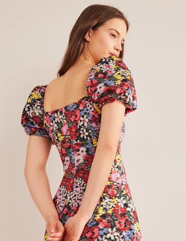 femmes Boden floraison multi & moirée robe mi-longue colonne à manches bouffantes vêtements Z42D01393