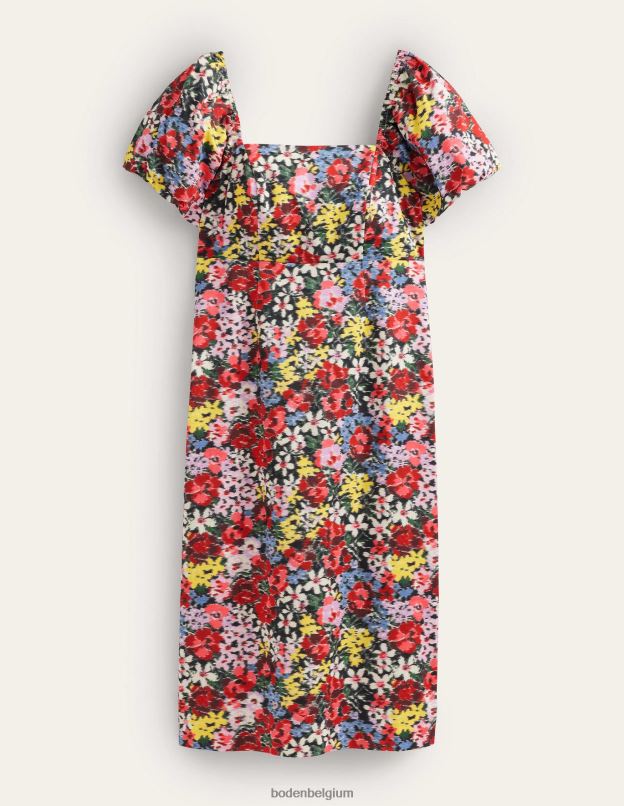 femmes Boden floraison multi & moirée robe mi-longue colonne à manches bouffantes vêtements Z42D01393