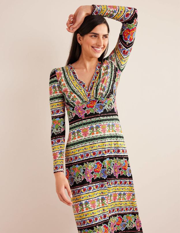 femmes Boden floraison multiple et œillet robe mi-longue en jersey vêtements Z42D02558