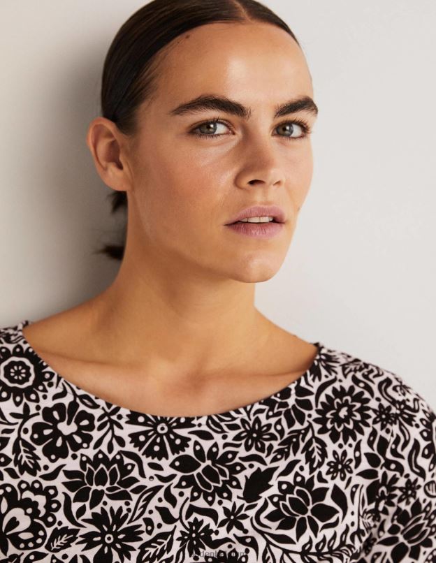 femmes Boden floraison noire et feuillage robe en jersey vêtements Z42D01626