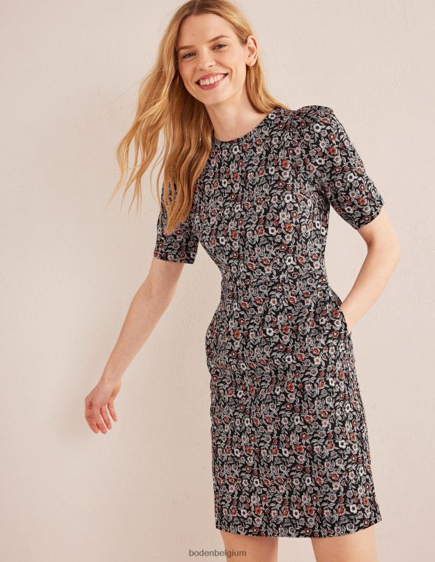 femmes Boden floraison noire et pensée robe zoé en jersey vêtements Z42D01071