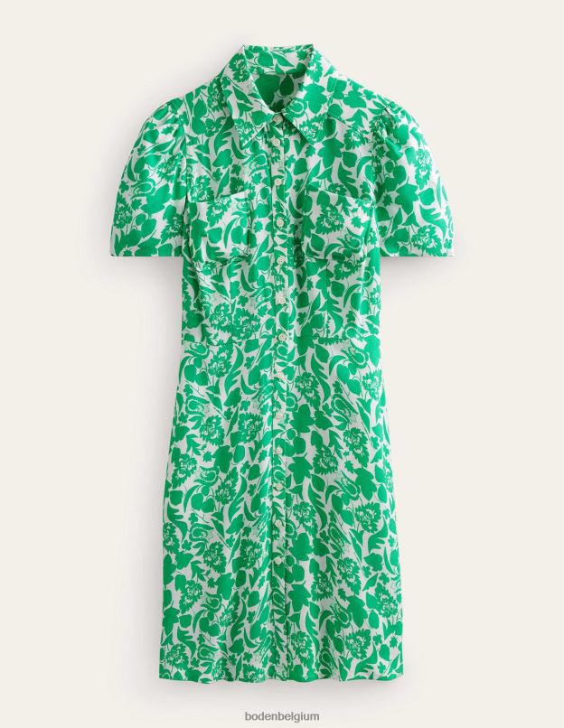 femmes Boden floraison verte et tulipe robe chemise Clara vêtements Z42D039