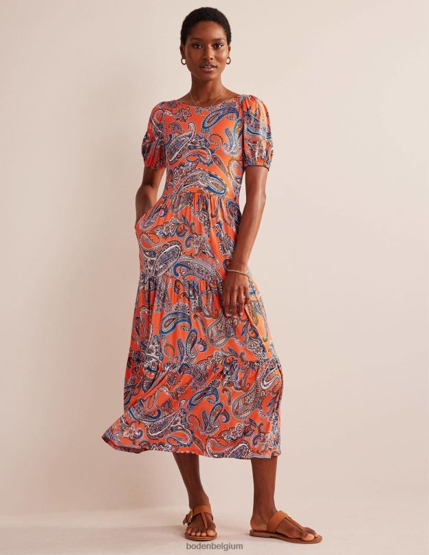 femmes Boden gelée d'orange et pop paradis robe longue en jersey à découpe au dos vêtements Z42D01