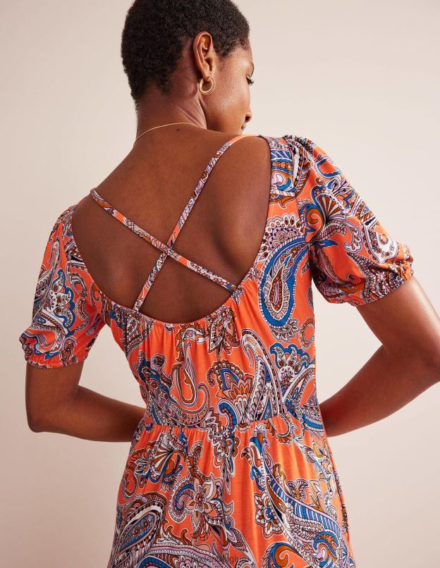 femmes Boden gelée d'orange et pop paradis robe longue en jersey à découpe au dos vêtements Z42D01