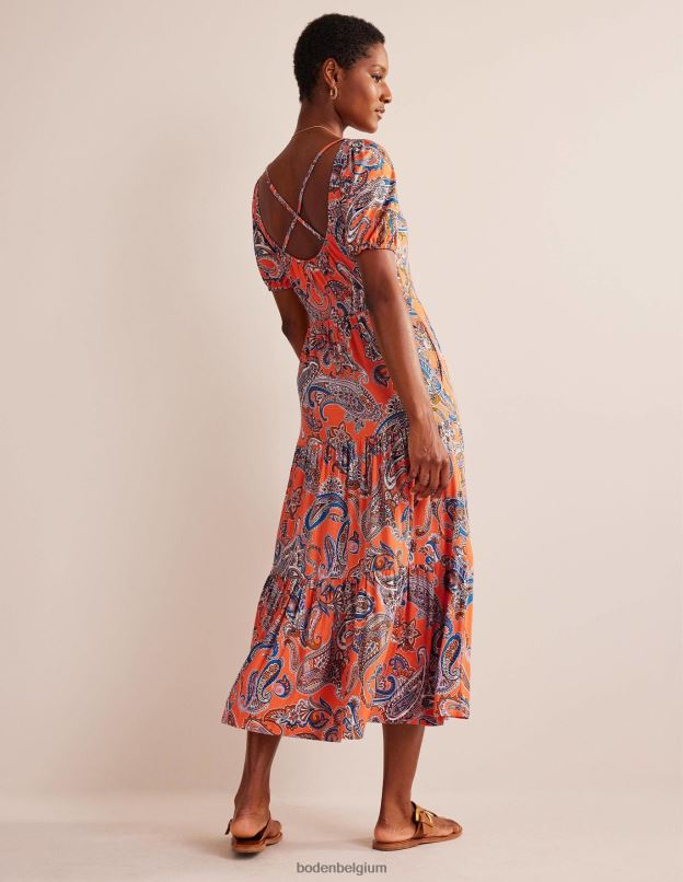 femmes Boden gelée d'orange et pop paradis robe longue en jersey à découpe au dos vêtements Z42D01