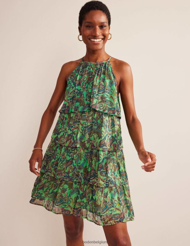 femmes Boden glace à la pistache et pop paradis robe dos nu à volants vêtements Z42D0572