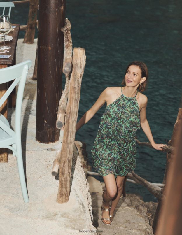 femmes Boden glace à la pistache et pop paradis robe dos nu à volants vêtements Z42D0572