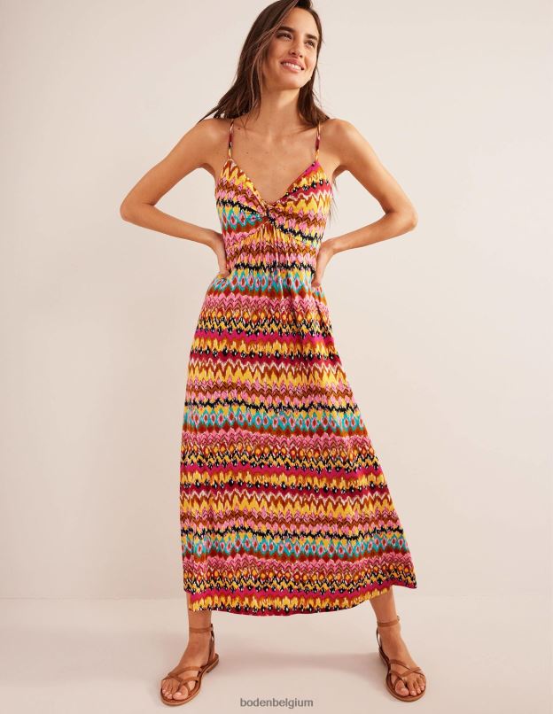 femmes Boden ikat multicolore et texturé robe longue en jersey à bretelles vêtements Z42D01270