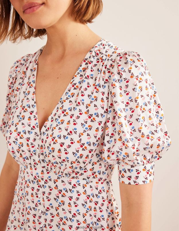 femmes Boden ivoire et marguerite douce robe de thé en satin vêtements Z42D01169