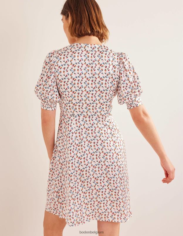 femmes Boden ivoire et marguerite douce robe de thé en satin vêtements Z42D01169