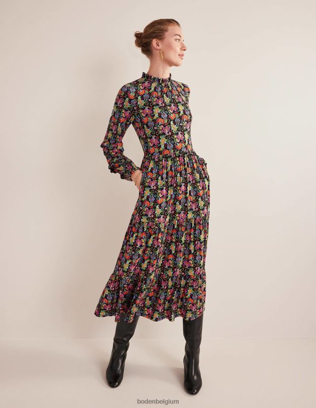 femmes Boden jardin multi et œillets robe mi-longue en jersey à empiècements superposés vêtements Z42D01577