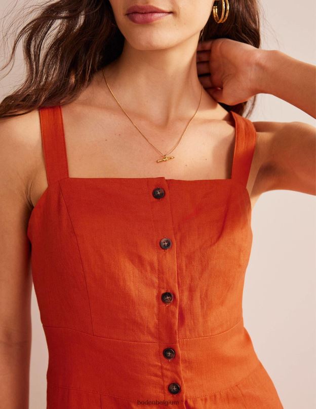 femmes Boden kumquat robe midi à bretelles en lin vêtements Z42D0967