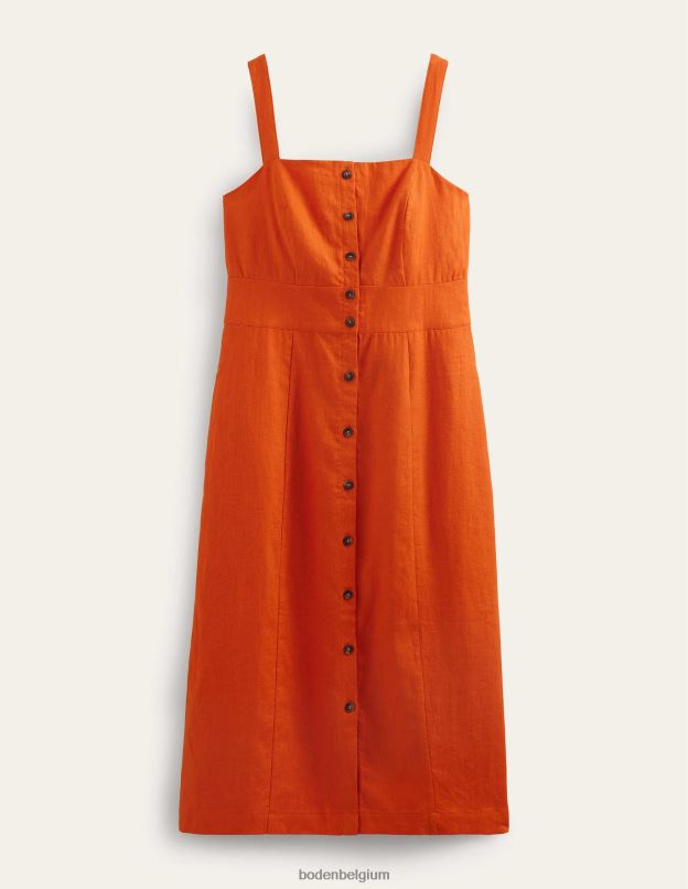 femmes Boden kumquat robe midi à bretelles en lin vêtements Z42D0967