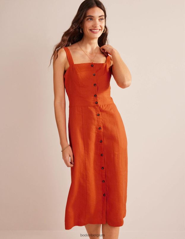 femmes Boden kumquat robe midi à bretelles en lin vêtements Z42D0967
