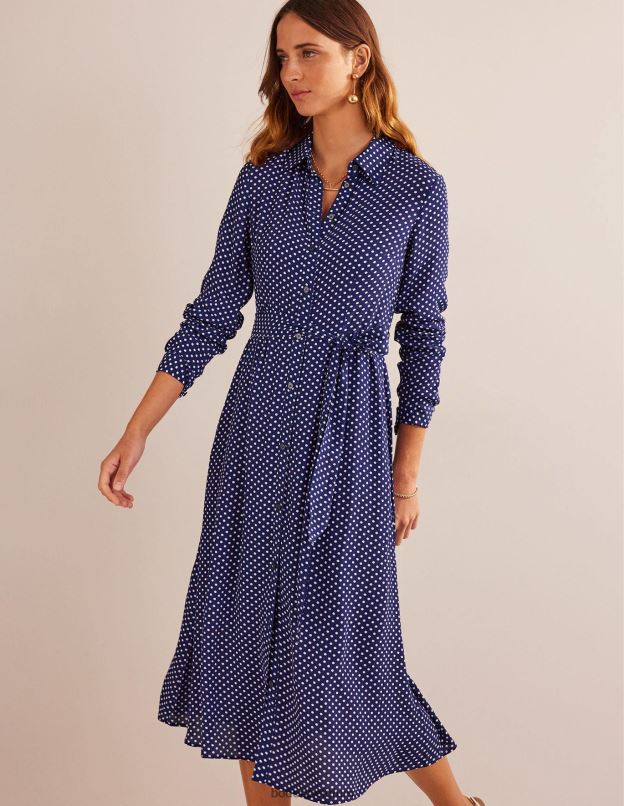 femmes Boden marine et pois robe chemise mi-longue Kate vêtements Z42D050
