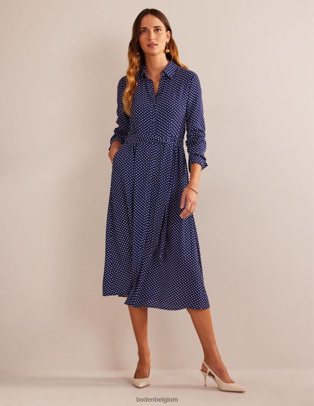 femmes Boden marine et pois robe chemise mi-longue Kate vêtements Z42D050