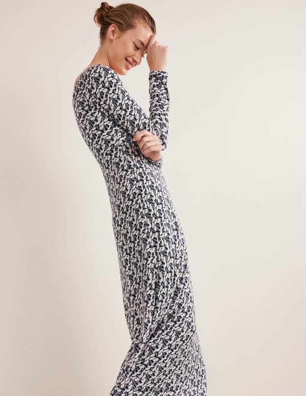 femmes Boden marine française et vigne de coquelicot robe mi-longue en jersey vêtements Z42D01324