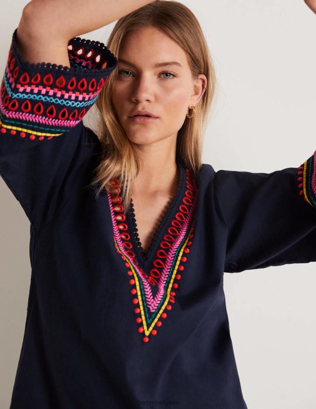 femmes Boden marine robe caftan brodée vêtements Z42D01890