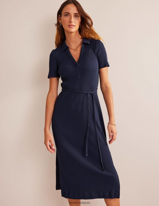 femmes Boden marine robe-chemise midi en jersey côtelé vêtements Z42D055
