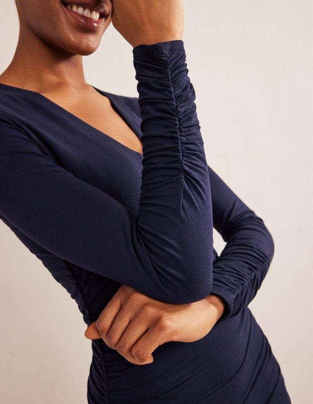 femmes Boden marine robe courte en jersey froncé vêtements Z42D01708