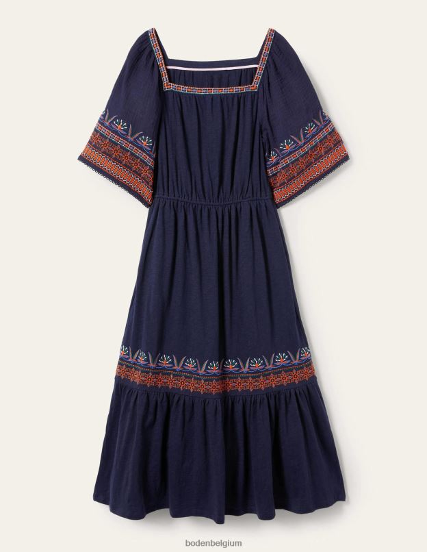 femmes Boden marine robe midi en jersey brodé vêtements Z42D02044