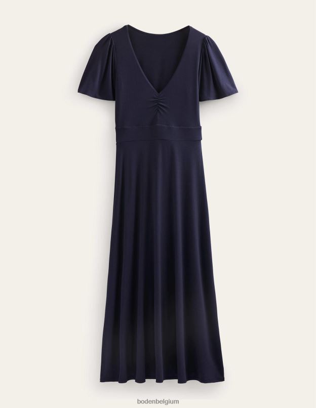 femmes Boden marine robe midi en jersey à col V vêtements Z42D07