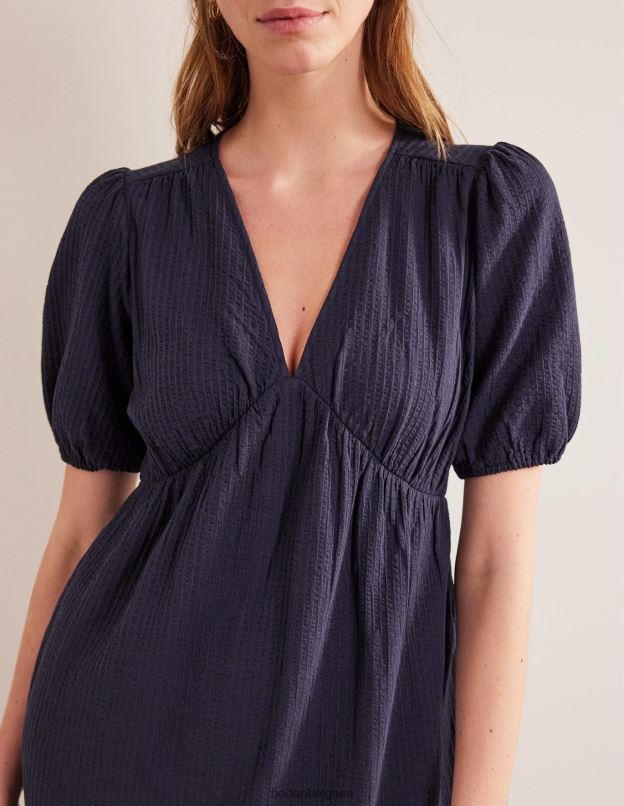 femmes Boden marine robe midi en seersucker vêtements Z42D01024