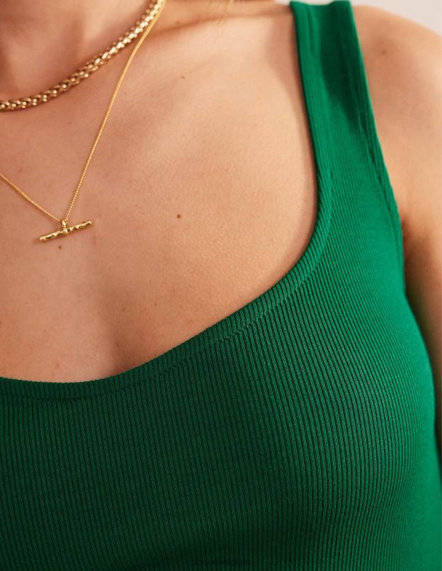femmes Boden émeraude brillante robe longue en jersey côtelé à bretelles vêtements Z42D02164
